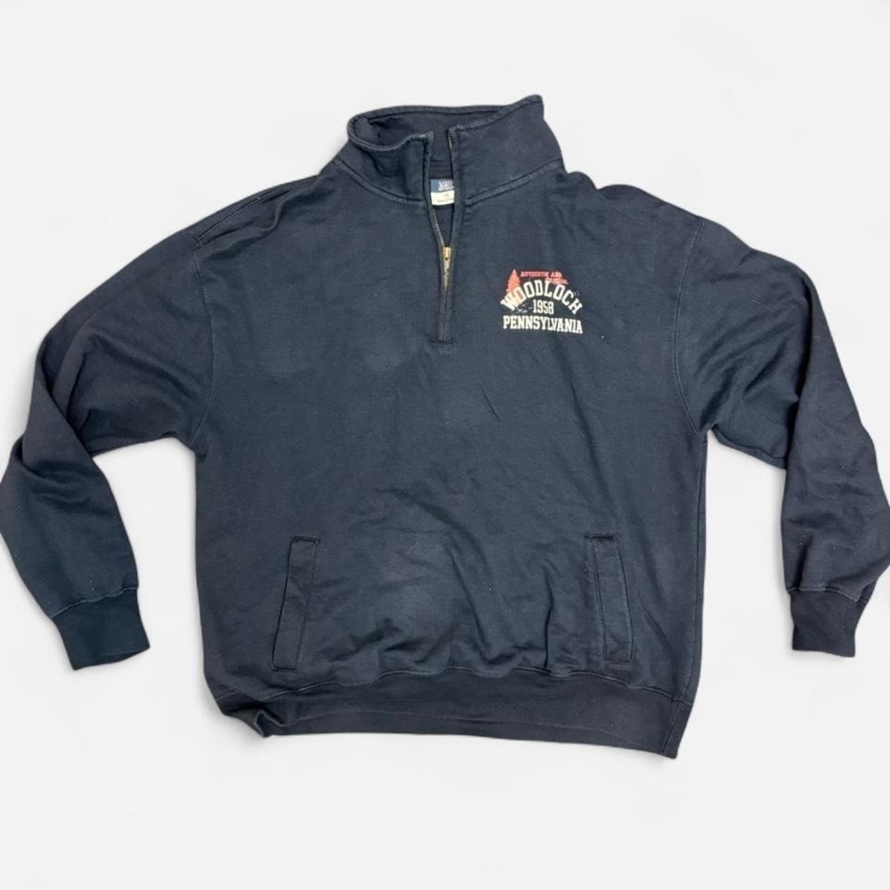 Vintage Woodloch Pennsylvania 1/4 Zip Sweatshirt Mens XL Navy Pullover Y2K